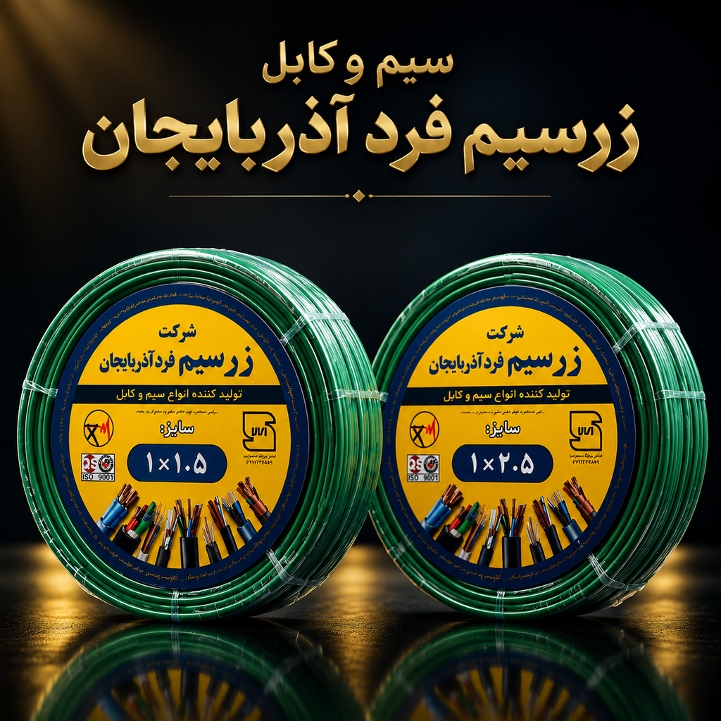 سیم برق افشان  مس جفتی زرسیم فرد آذربایجان دوحلقه صدمتری 1/5+2/5